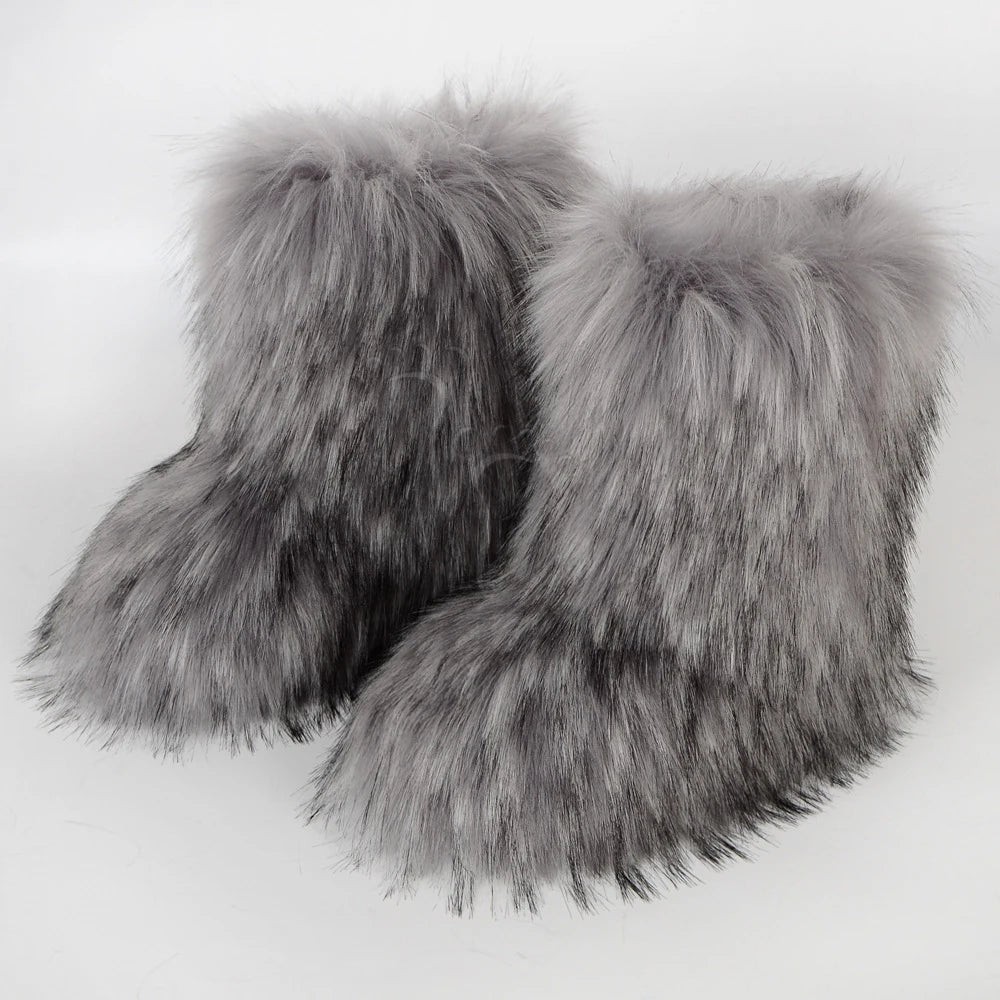 Winter Fuzzy Boots: Women's Fluffy Fur Snow Boots