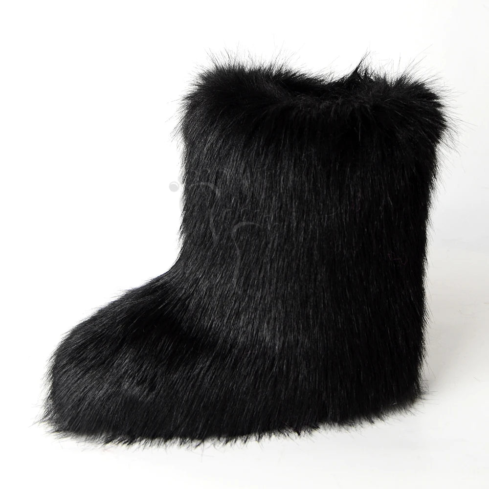 Winter Fuzzy Boots: Women's Fluffy Fur Snow Boots