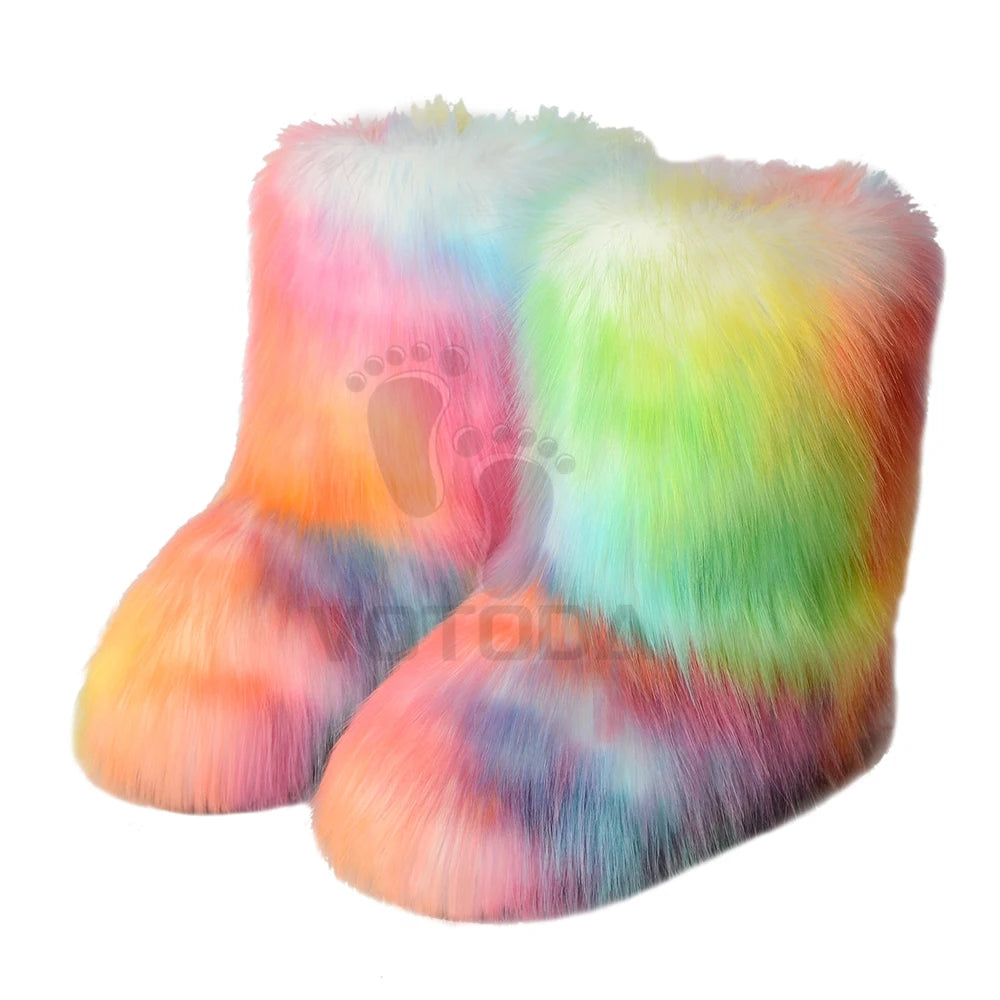 Winter Fuzzy Boots: Women's Fluffy Fur Snow Boots