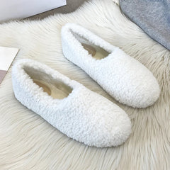 Luxury Lambwool Moccasins: Women's Winter Plush Loafers