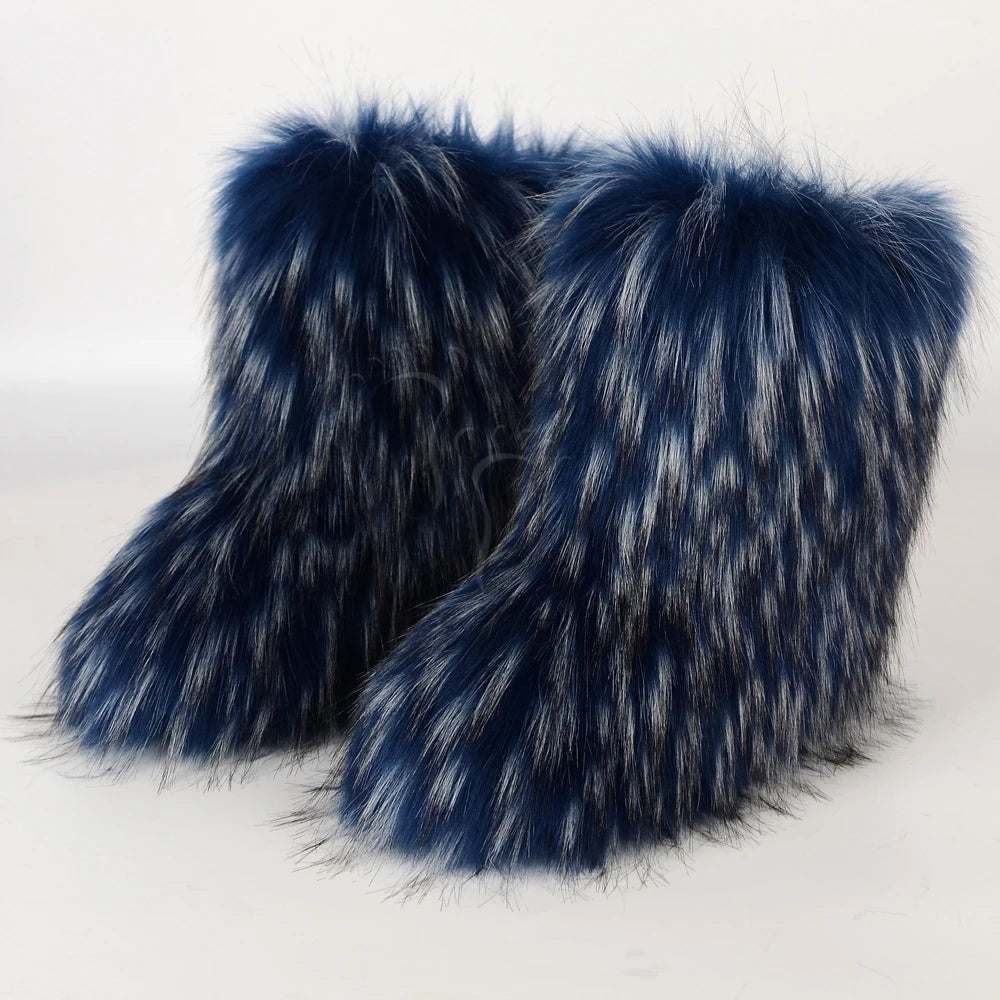 Winter Fuzzy Boots: Women's Fluffy Fur Snow Boots