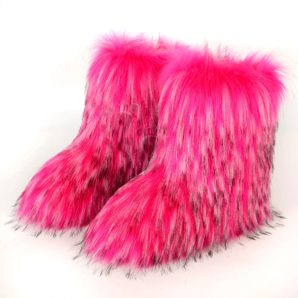 Winter Fuzzy Boots: Women's Fluffy Fur Snow Boots