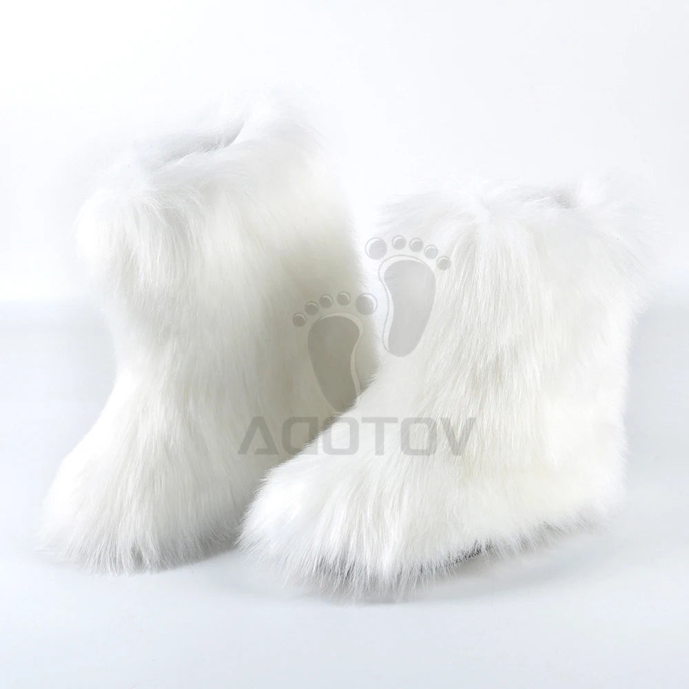 Winter Fuzzy Boots: Women's Fluffy Fur Snow Boots