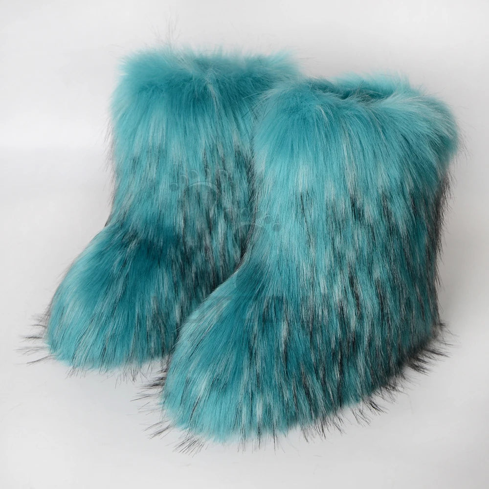 Winter Fuzzy Boots: Women's Fluffy Fur Snow Boots