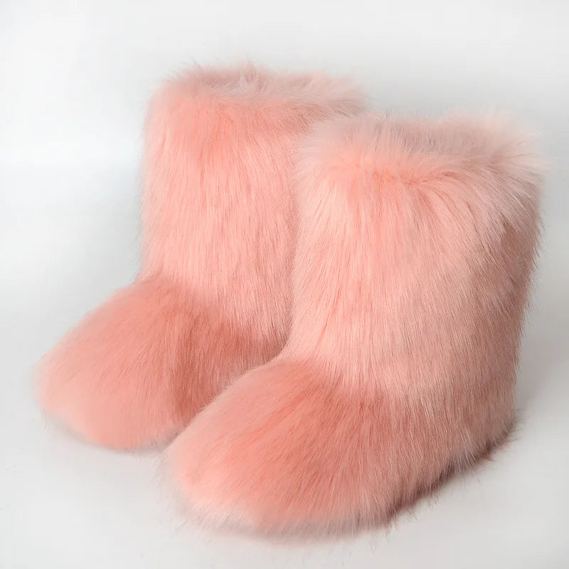 Winter Fuzzy Boots: Women's Fluffy Fur Snow Boots