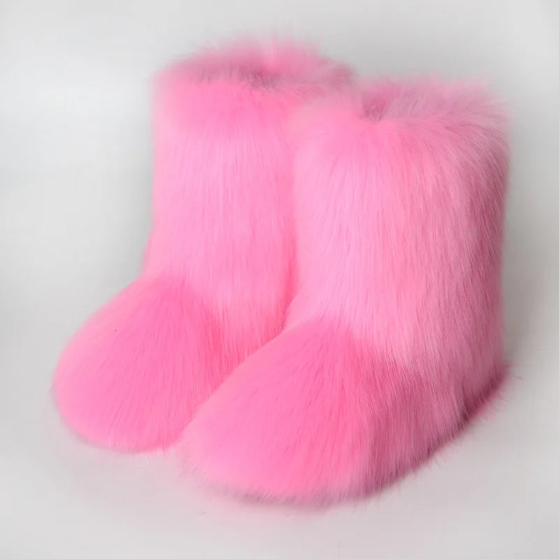 Winter Fuzzy Boots: Women's Fluffy Fur Snow Boots