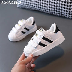 Kids' Fashion White Sneakers: Non-Slip Casual Shoes