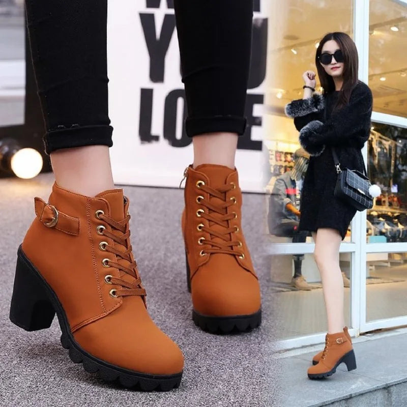 New Lace-Up Women's Pumps Boots