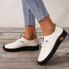 New Spring 2024 Lace-Up Leather Sneakers: Women's Comfortable Loafers