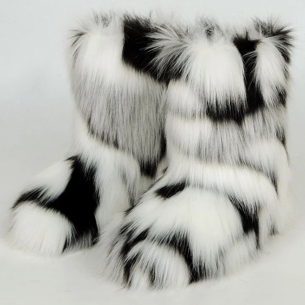 Winter Fuzzy Boots: Women's Fluffy Fur Snow Boots