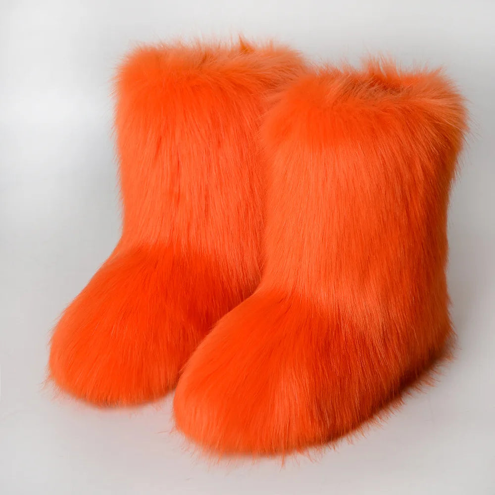 Winter Fuzzy Boots: Women's Fluffy Fur Snow Boots