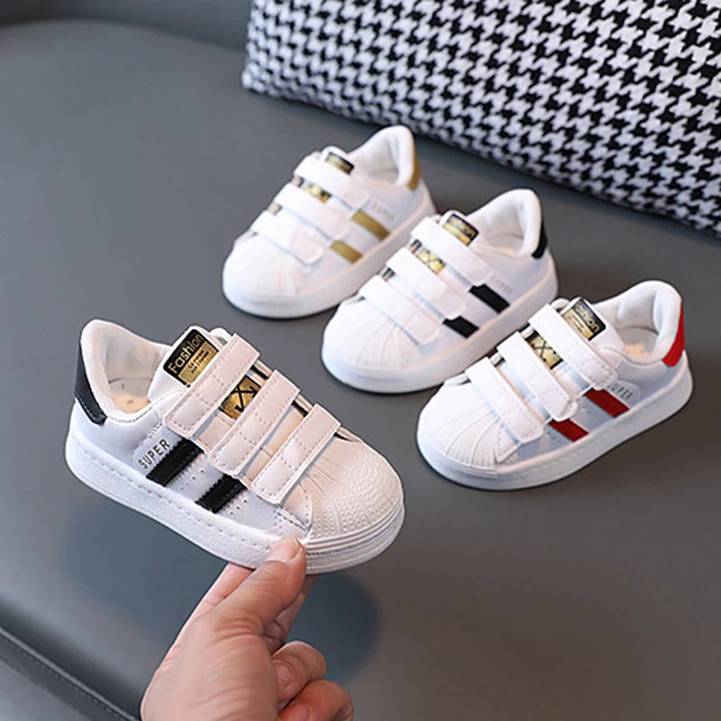 Kids' Fashion White Sneakers: Non-Slip Casual Shoes