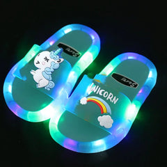 Cartoon Unicorn Kids' Slippers: Fashionable Light-Up Shoes