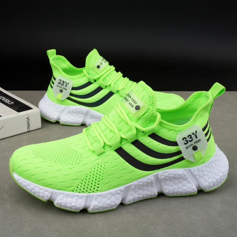 New Mesh Breathable Sneakers: White Running Platform Shoes